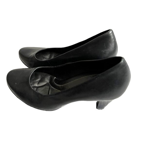 Nurture Avery Black Leather Career Comfort Fit Heels Sz 8 Womens Black Round Toe - Picture 2 of 10